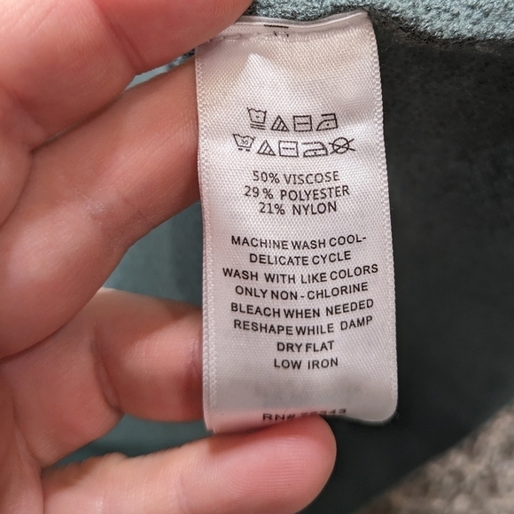 Tahari green/blue silver button accent long sleeve high neck sweater XS - Picture 8 of 10